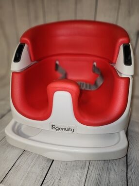 Ingenuity Baby Base 2-in-1 Booster Feeding and Floor Seat Reddish-Orange White